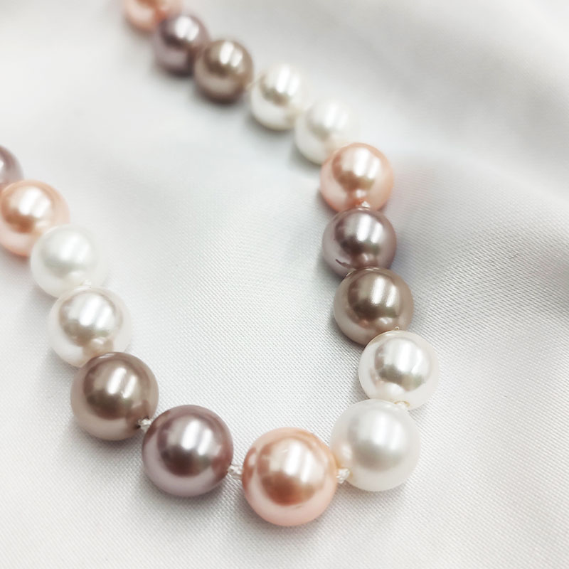 Jt Unisex ασημένιο κολιέ μαργαριτάρια shell pearls 10mm Τετράχρωμο - JT - 
